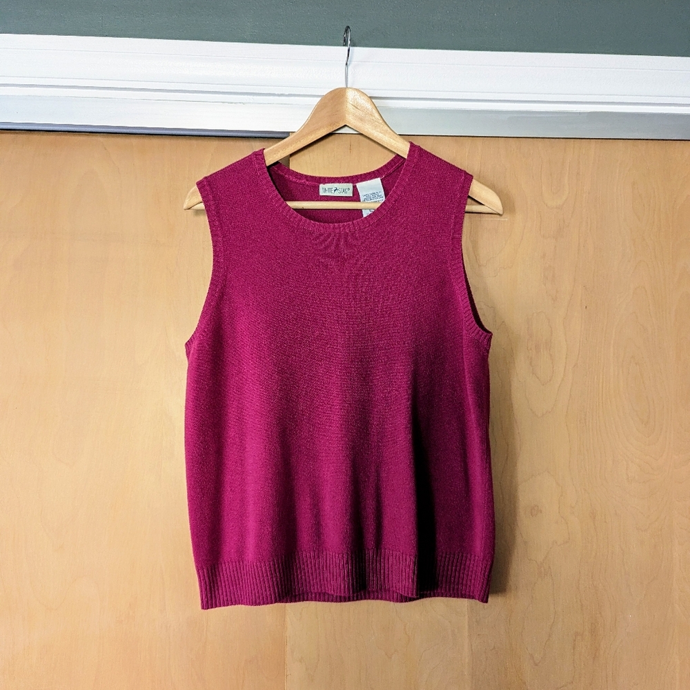 y2k vintage knit raspberry sweater vest